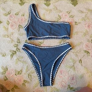 One-Shoulder Blue Bikini Set